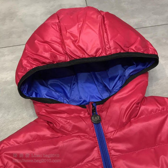 EA7童裝 兒童連帽羽絨服 原單超高品質 紅色外套  tzy2317